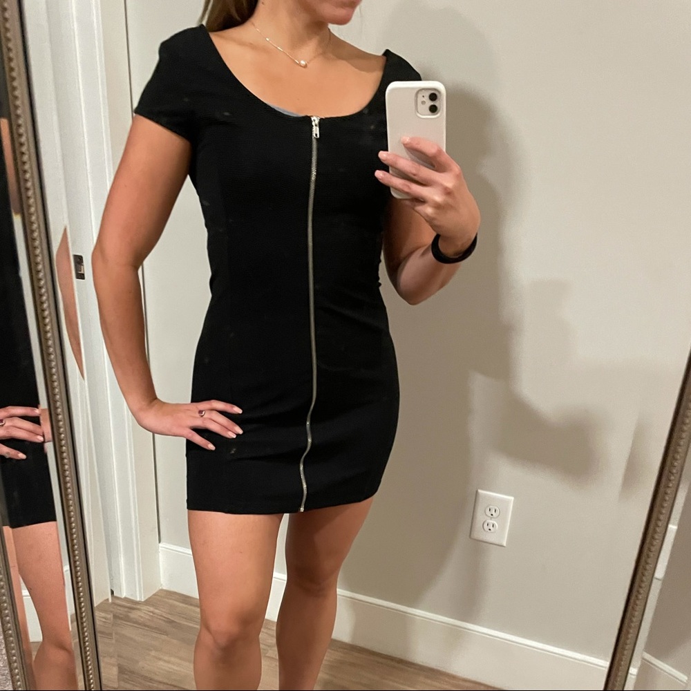 H&M black zip up dress.